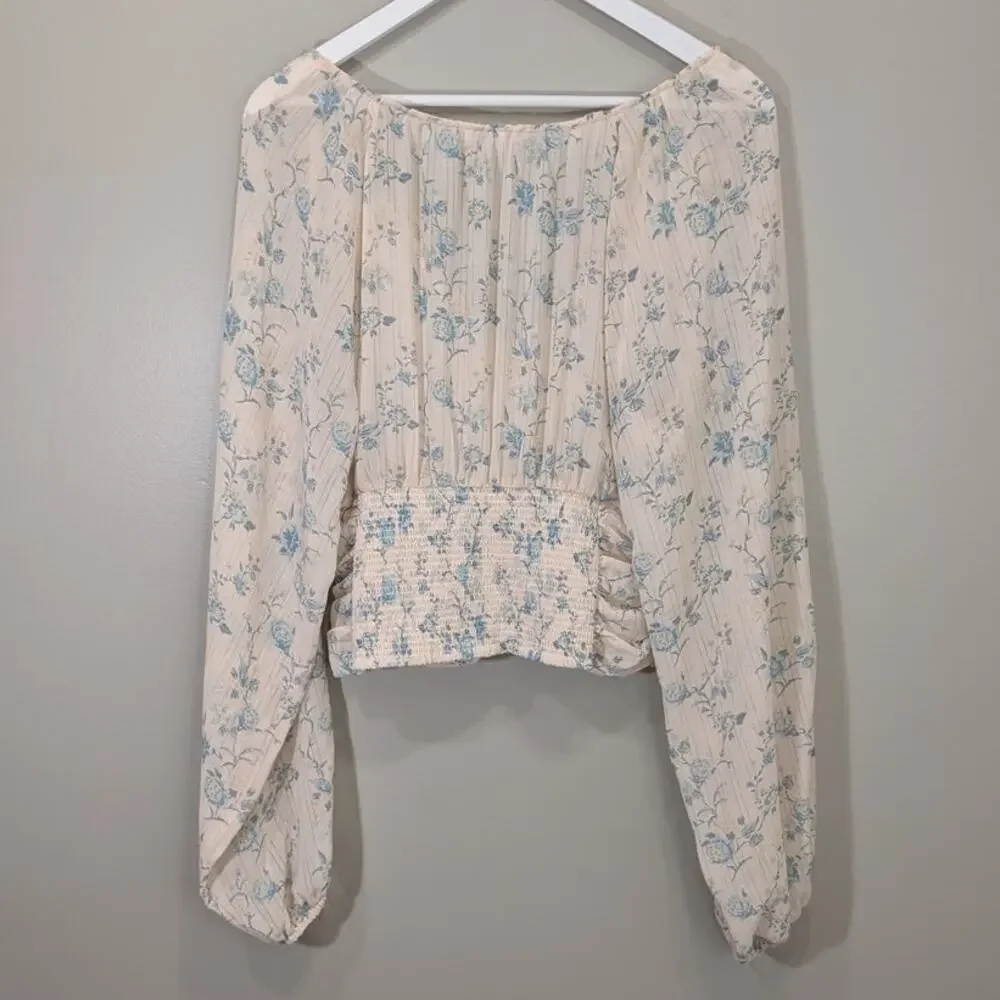 Free People Final Rose Blouse Fairycore Cottagecore Milkmaid Feminine Size M